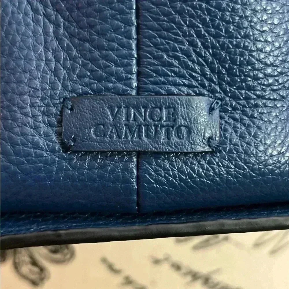 Vince Camuto Deep Blue Pebbled Leather Hobo Bag
